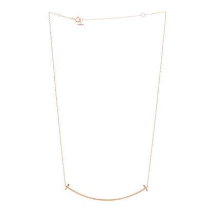 Tiffany 18K Rose Gold Large T Smile Pendant Necklace 2 of 4