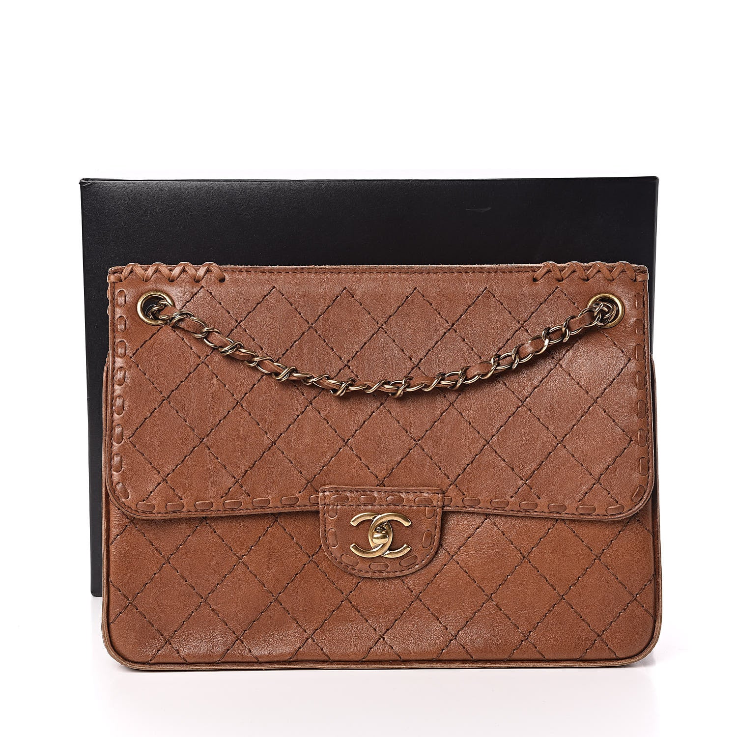 Chanel Calfskin Stitched Large Vintage Flap Brown 13 of 13