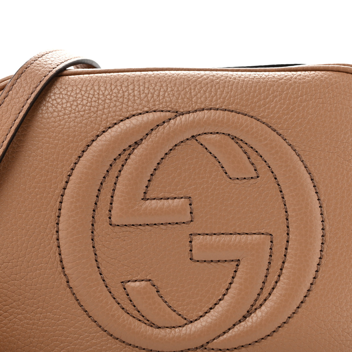 Pebbled Calfskin Small Soho Disco Bag Camelia