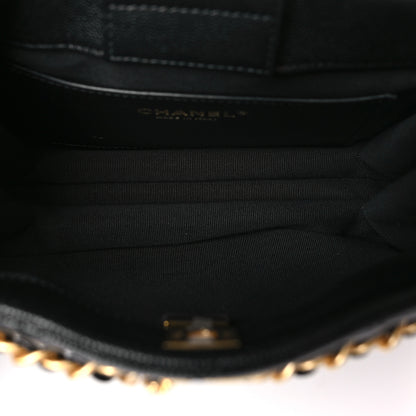 Chanel Caviar Quilted Camellia Small Shopping Bag Black 5 of 10