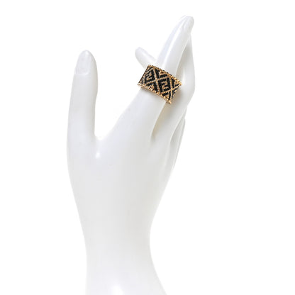 Fendi Metal FF Ring M Black Gold 2 of 4