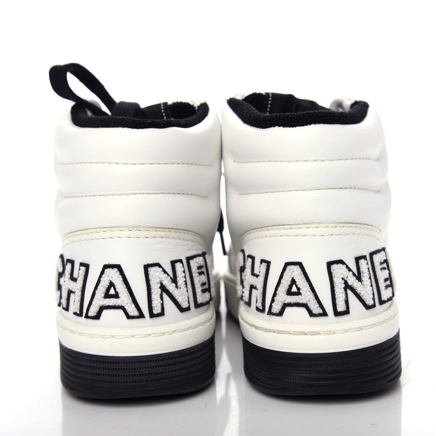 Calfskin Womens Logo High Sneakers 37 White Black