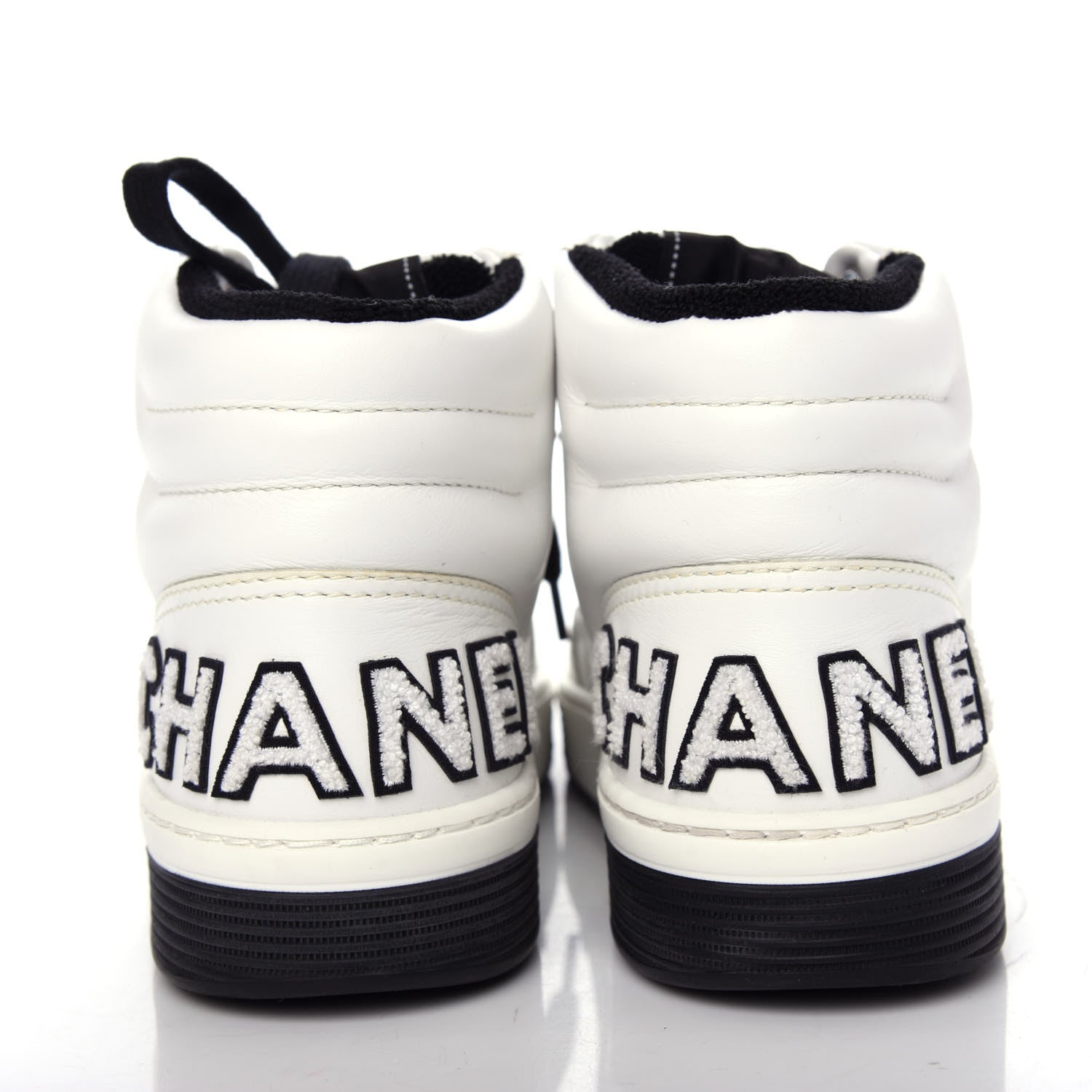 Chanel Calfskin Womens Logo High Sneakers 37 White Black 7 of 11
