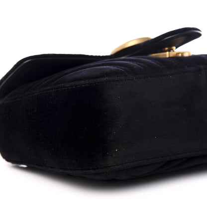 Gucci Velvet Matelasse Mini GG Marmont Shoulder Bag Black 6 of 8