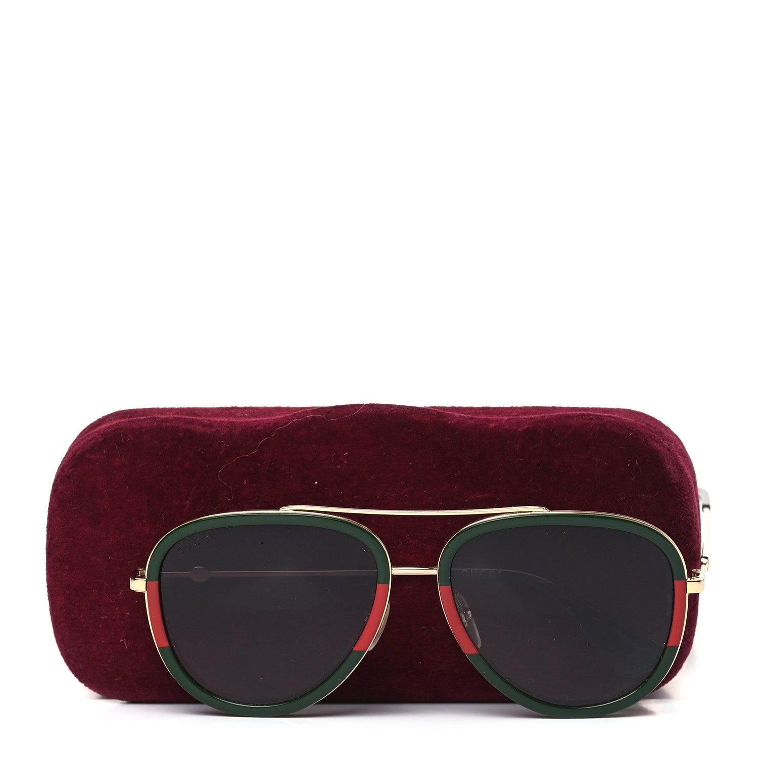 Gucci Metal Web Aviator Sunglasses GG0062S Green Red 7 of 7