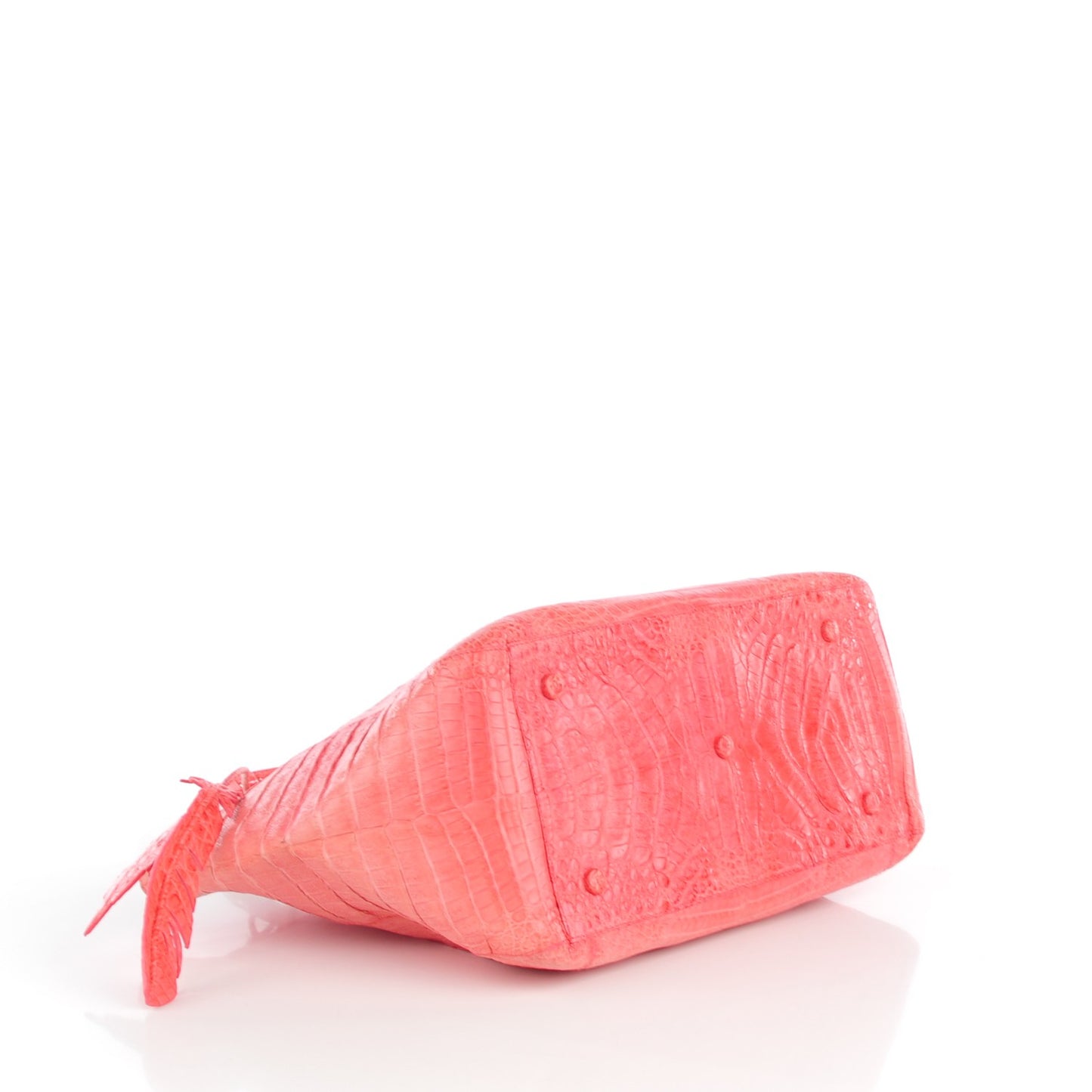 Crocodile East West Leaf Tote Pink