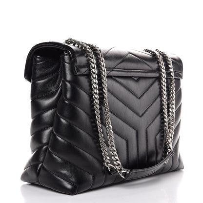 Saint Laurent Calfskin Y Quilted Monogram Medium Loulou Chain Satchel Black 3 of 7