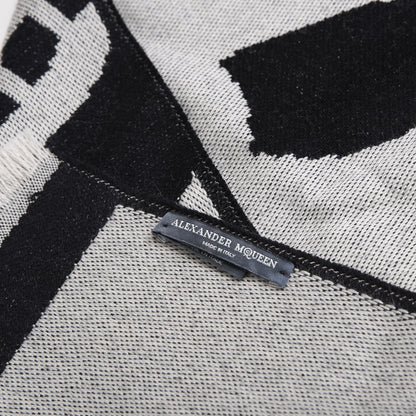 Alexander McQueen Wool Oversized Skull Scarf Grey 4 of 5