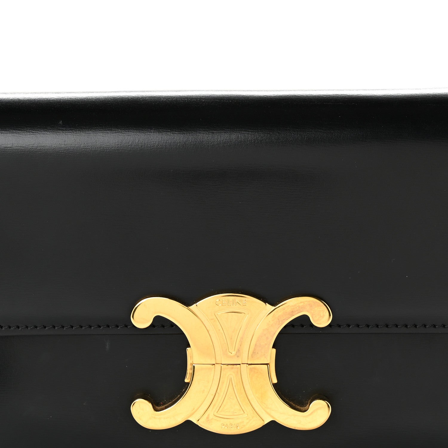 Celine Shiny Calfskin Triomphe Shoulder Bag Black 8 of 10