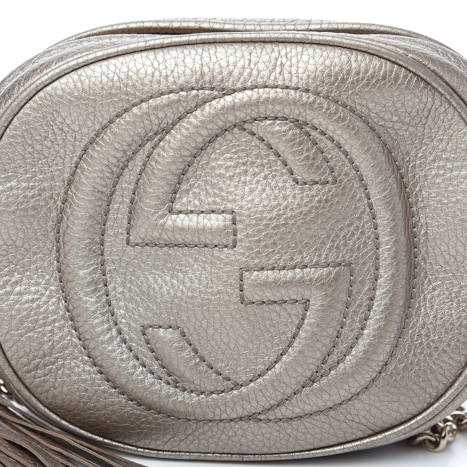 Gucci Metallic Pebbled Calfskin Mini Soho Chain Bag Golden Beige 9 of 11