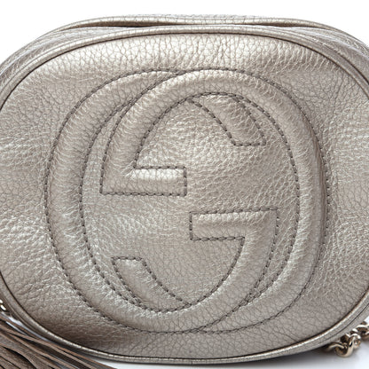 Gucci Metallic Pebbled Calfskin Mini Soho Chain Bag Golden Beige 9 of 11