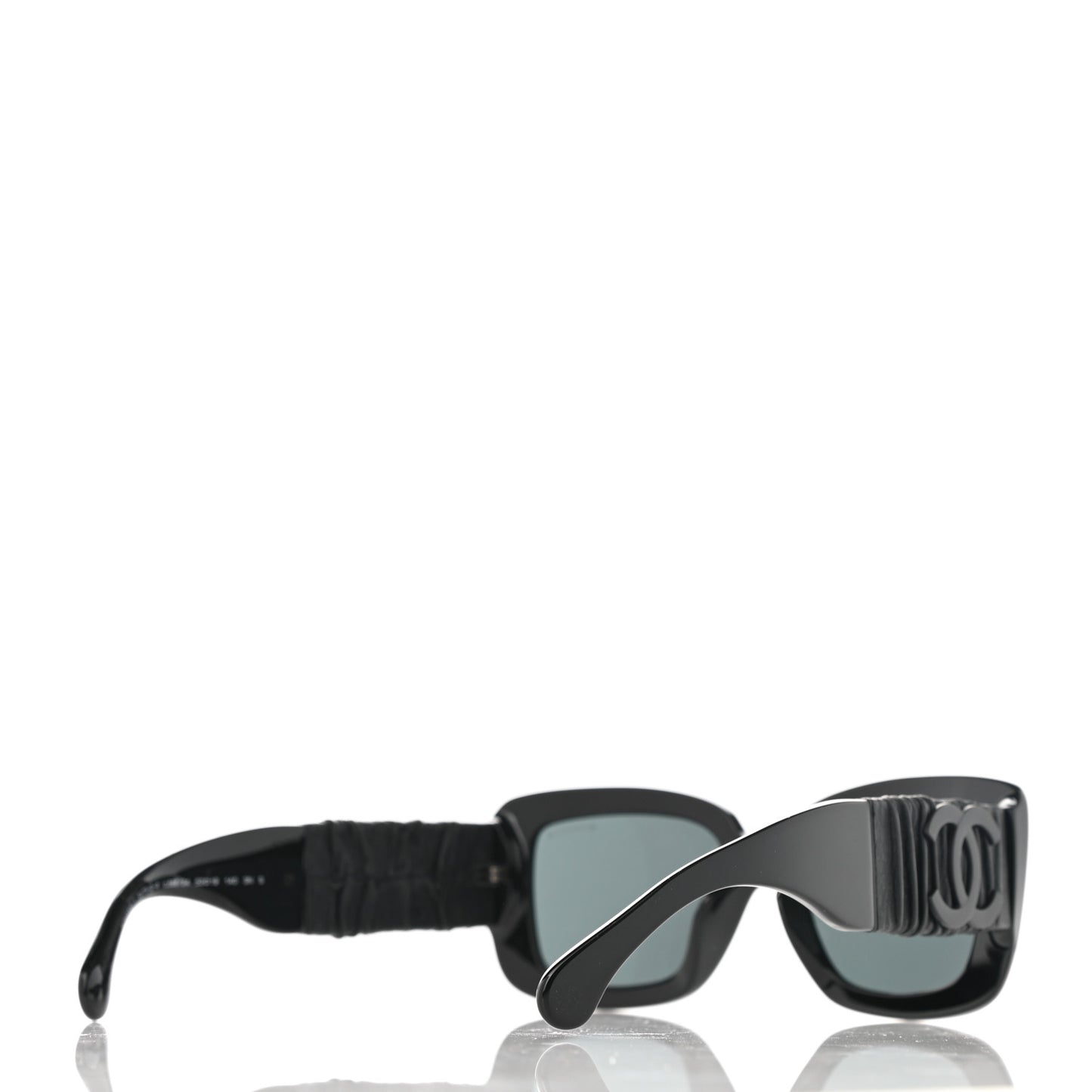 Acetate Calfskin Polarized Square Sunglasses 5473-Q-A Black