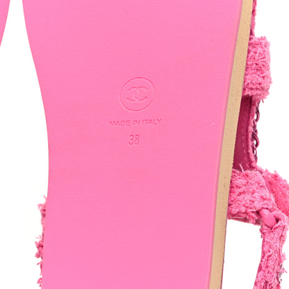 Chanel Tweed Chain Sandals 38 Pink 7 of 10