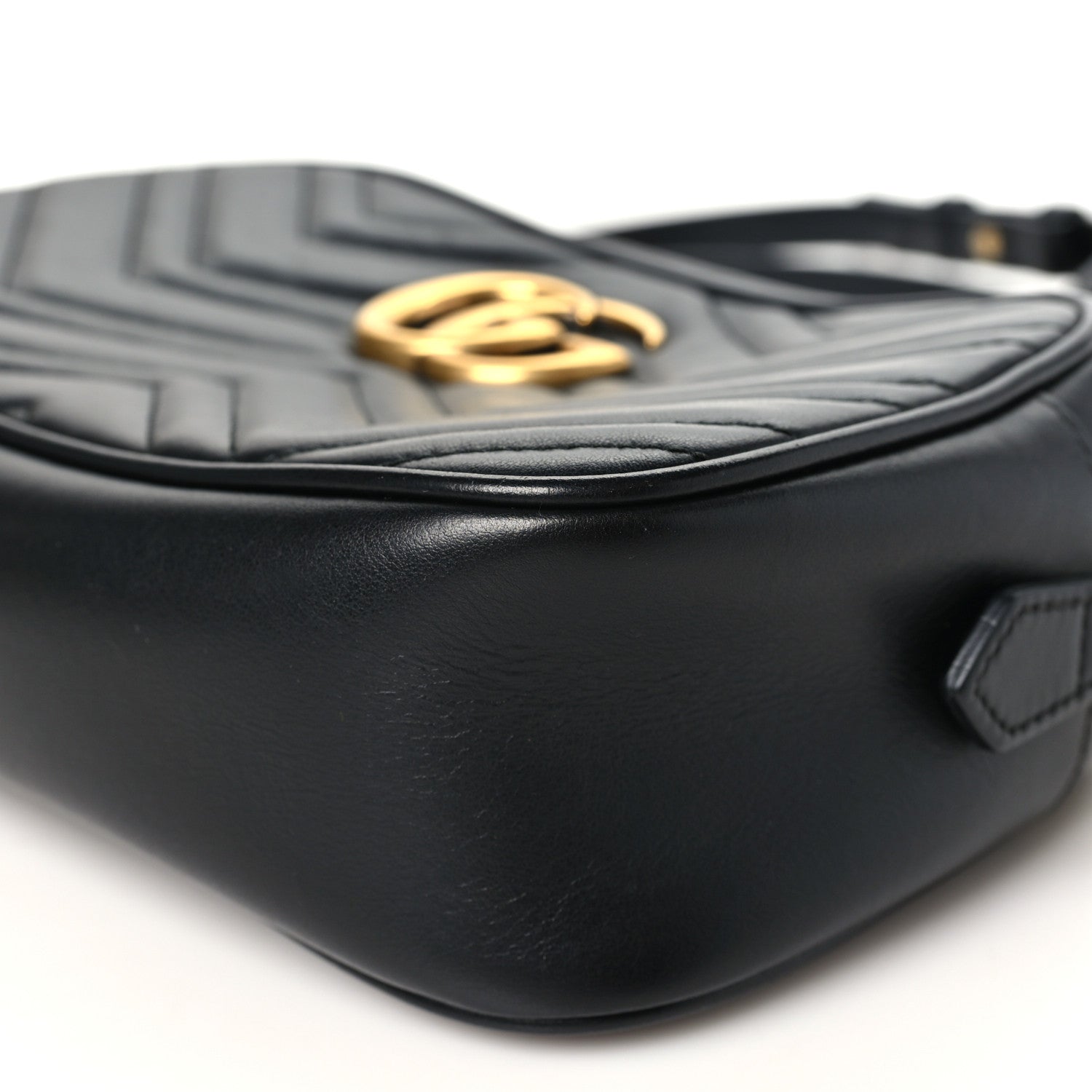 Gucci Calfskin Matelasse Small GG Marmont Chain Shoulder Bag Black 10 of 11