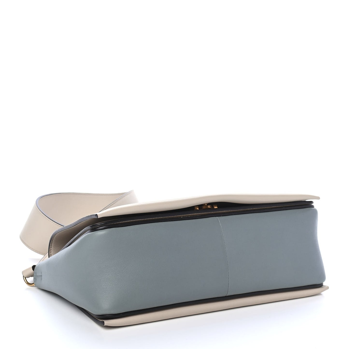 Shiny Smooth Calfskin Medium Frame Shoulder Bag Grege Storm
