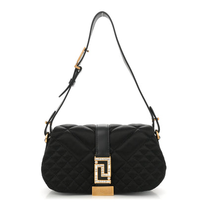 Versace Satin Crystal Quilted Mini Greca Goddess Shoulder Bag Black 1 of 10