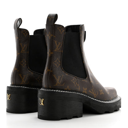 Louis Vuitton Patent Monogram LV Beaubourg Ankle Boots 39 Black 4 of 9