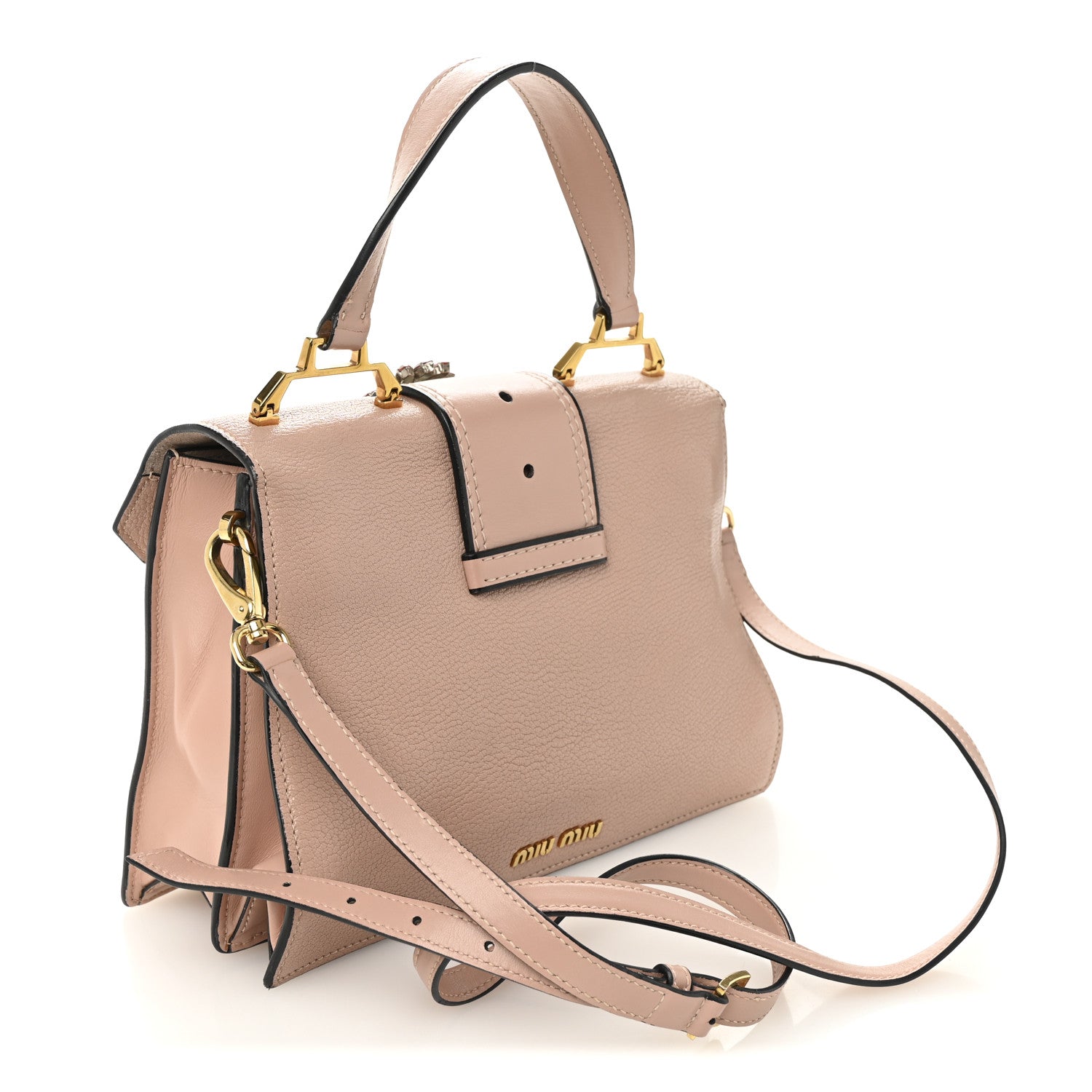 Miu Miu Goatskin Madras Soft Calfskin Crystal Embellished Top