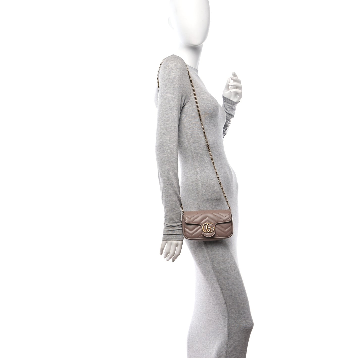 Calfskin Matelasse Super Mini GG Marmont Shoulder Bag Porcelain Rose