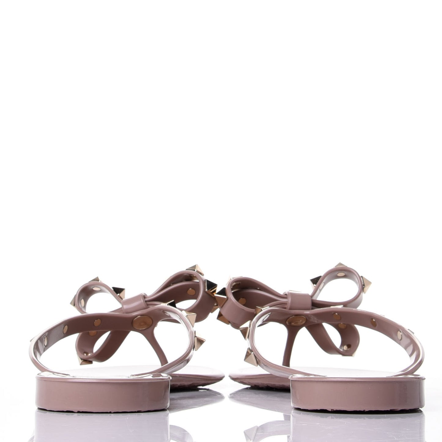 PVC Jelly Rockstud Bow Thong Sandals 38 Poudre