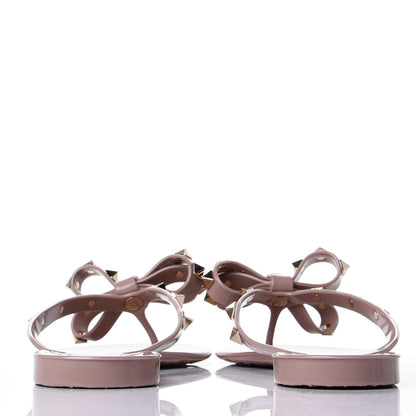 Valentino Garavani PVC Jelly Rockstud Bow Thong Sandals 38 Poudre 6 of 10