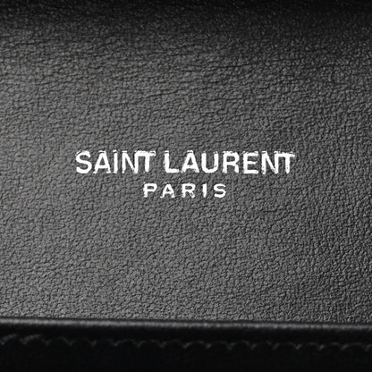 Saint Laurent Calfskin Crocodile Embossed Monogram Uptown Crossbody Black 7 of 15