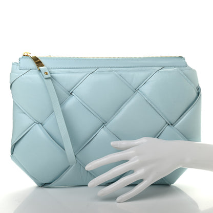Bottega Veneta Paper Calfskin Maxi Intrecciato Padded Pouch Clutch Spearmint 2 of 10