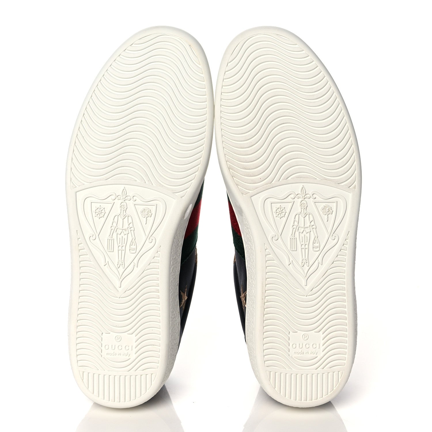 Gucci Calfskin Ayers Mens Web Bee Star Embroidered Ace Sneakers 5 Black 5 of 7