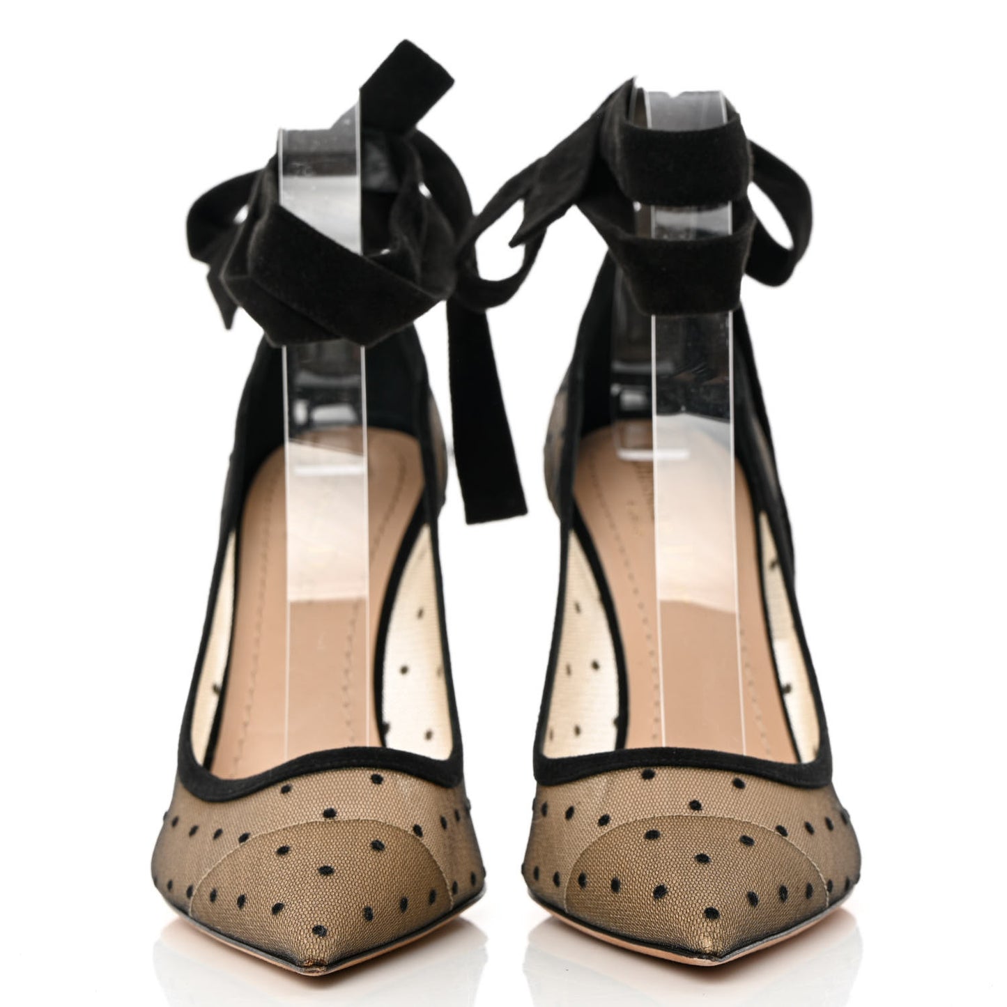 Suede Calfskin Plumetis Lovely-D Ankle Wrap Pumps 37 Black
