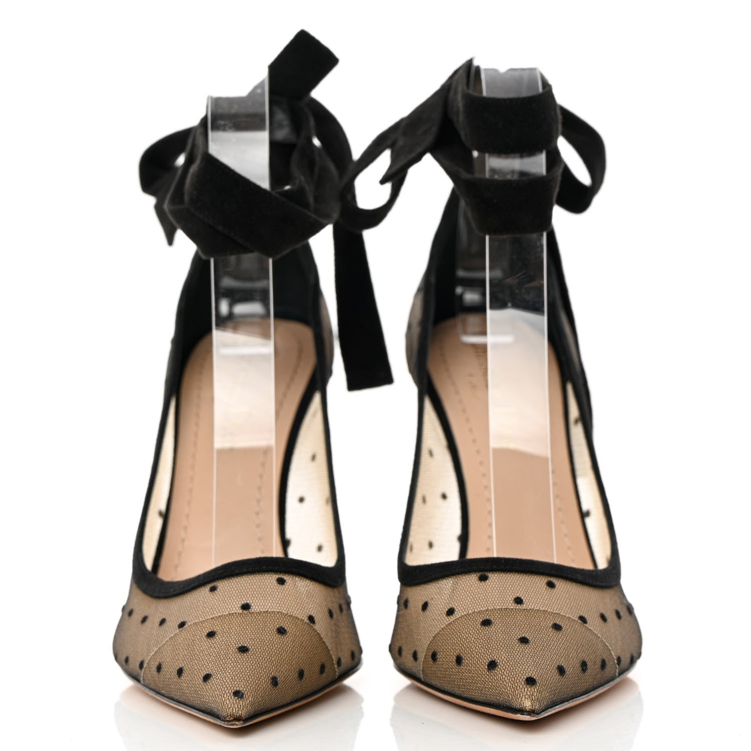 Christian Dior Suede Calfskin Plumetis Lovely-D Ankle Wrap Pumps 37 Black 4 of 16