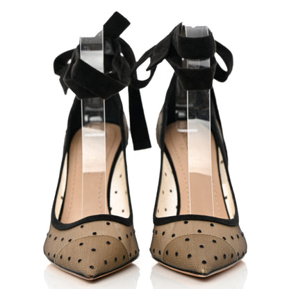Christian Dior Suede Calfskin Plumetis Lovely-D Ankle Wrap Pumps 37 Black 4 of 16