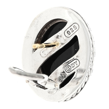 David Yurman Sterling Silver Diamond Black Onyx 14mm Oval Earrings 4 of 4