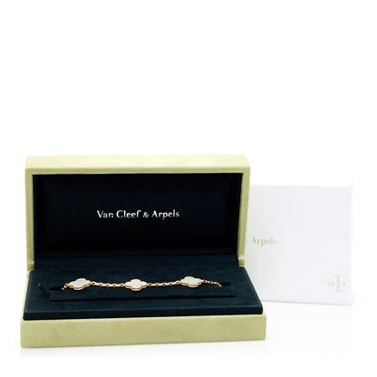 Van Cleef & Arpels 18K Yellow Gold Mother of Pearl 5 Motifs Vintage Alhambra Bracelet 5 of 5