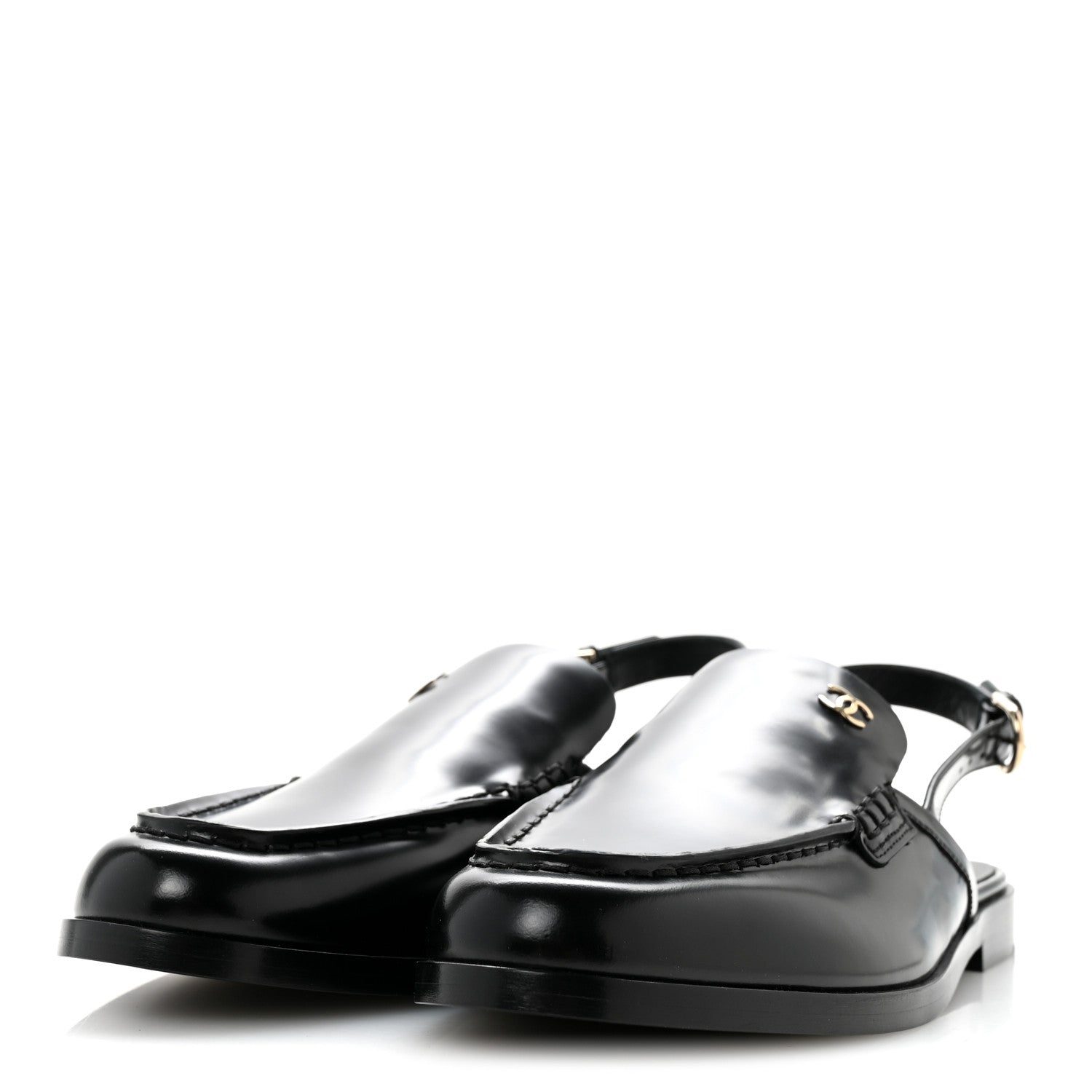 Chanel Shiny Calfskin Slingback Loafers 39.5 Black 4 of 12