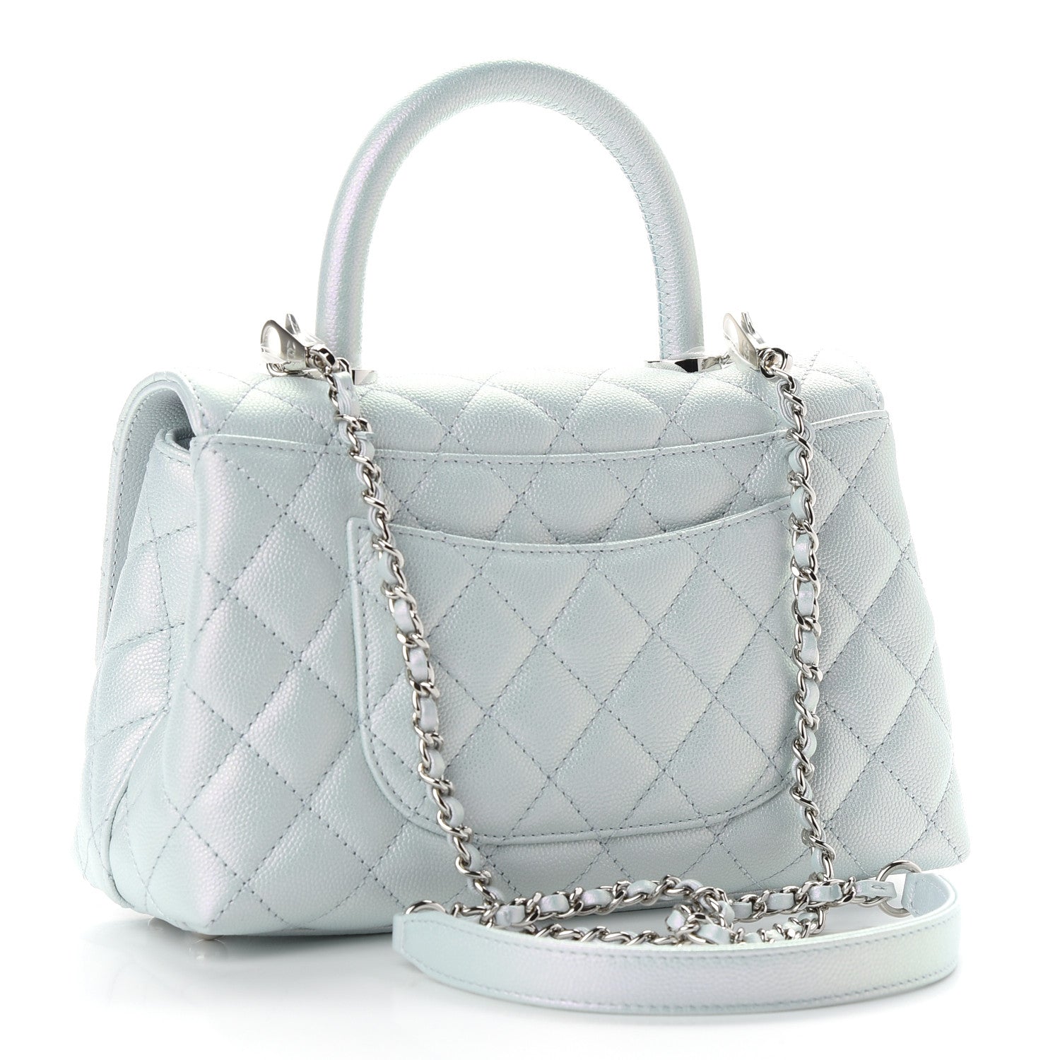 Chanel Iridescent Caviar Quilted Mini Coco Handle Flap Light Blue 2 of 8