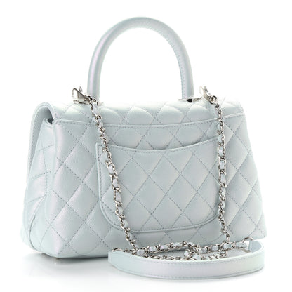 Chanel Iridescent Caviar Quilted Mini Coco Handle Flap Light Blue 2 of 8