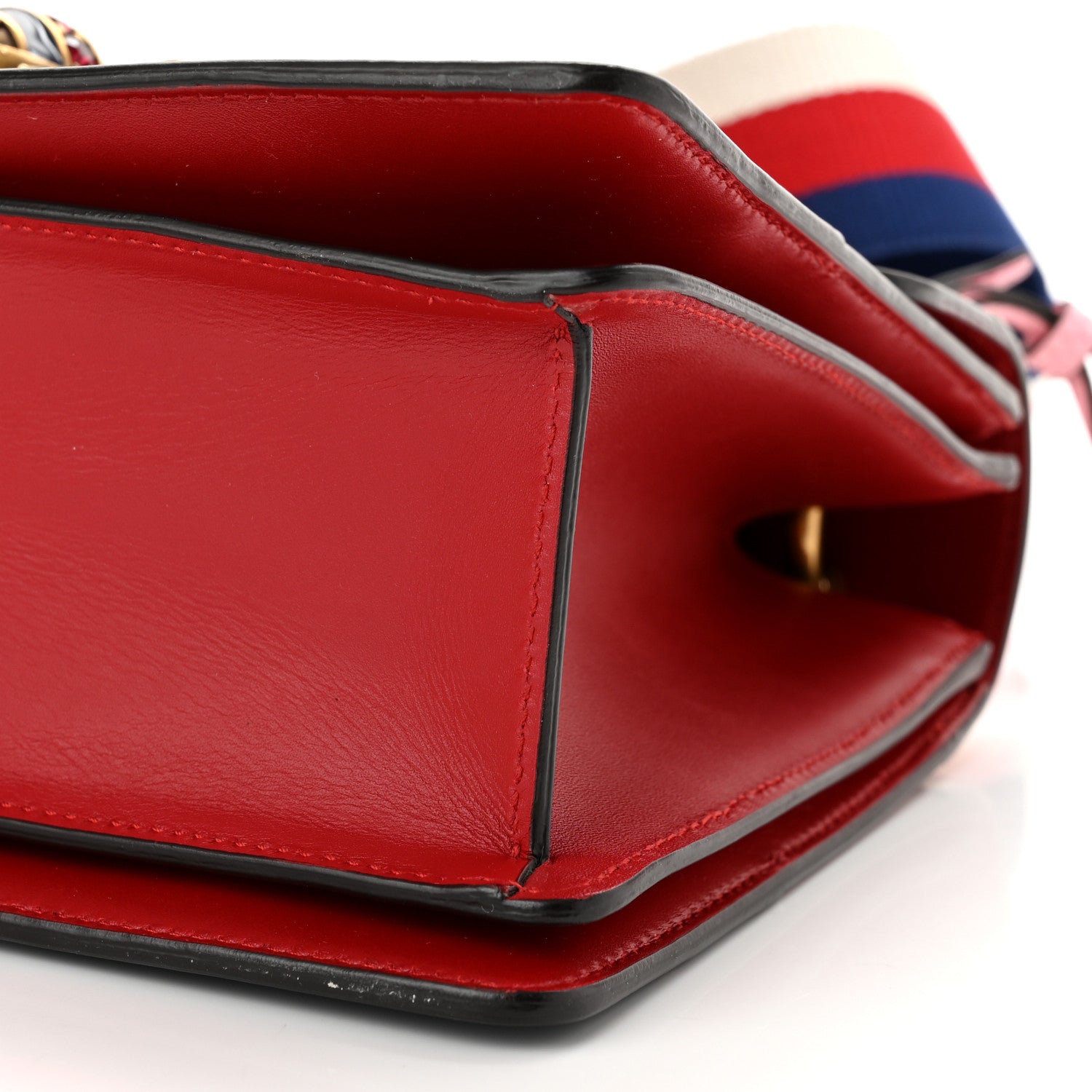 Gucci Calfskin Sylvie Web Small Queen Margaret Top Handle Bag Blue Agata Hibiscus Red Mystic White Sugar Pink 10 of 10