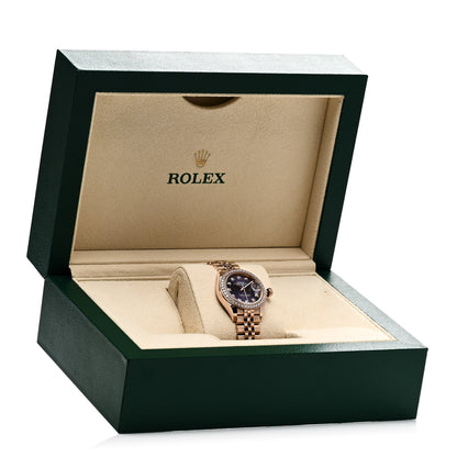 Rolex 18K Everose Gold Diamond Bezel 28mm Oyster Perpetual Datejust Watch Aubergine 279135RBR 5 of 5