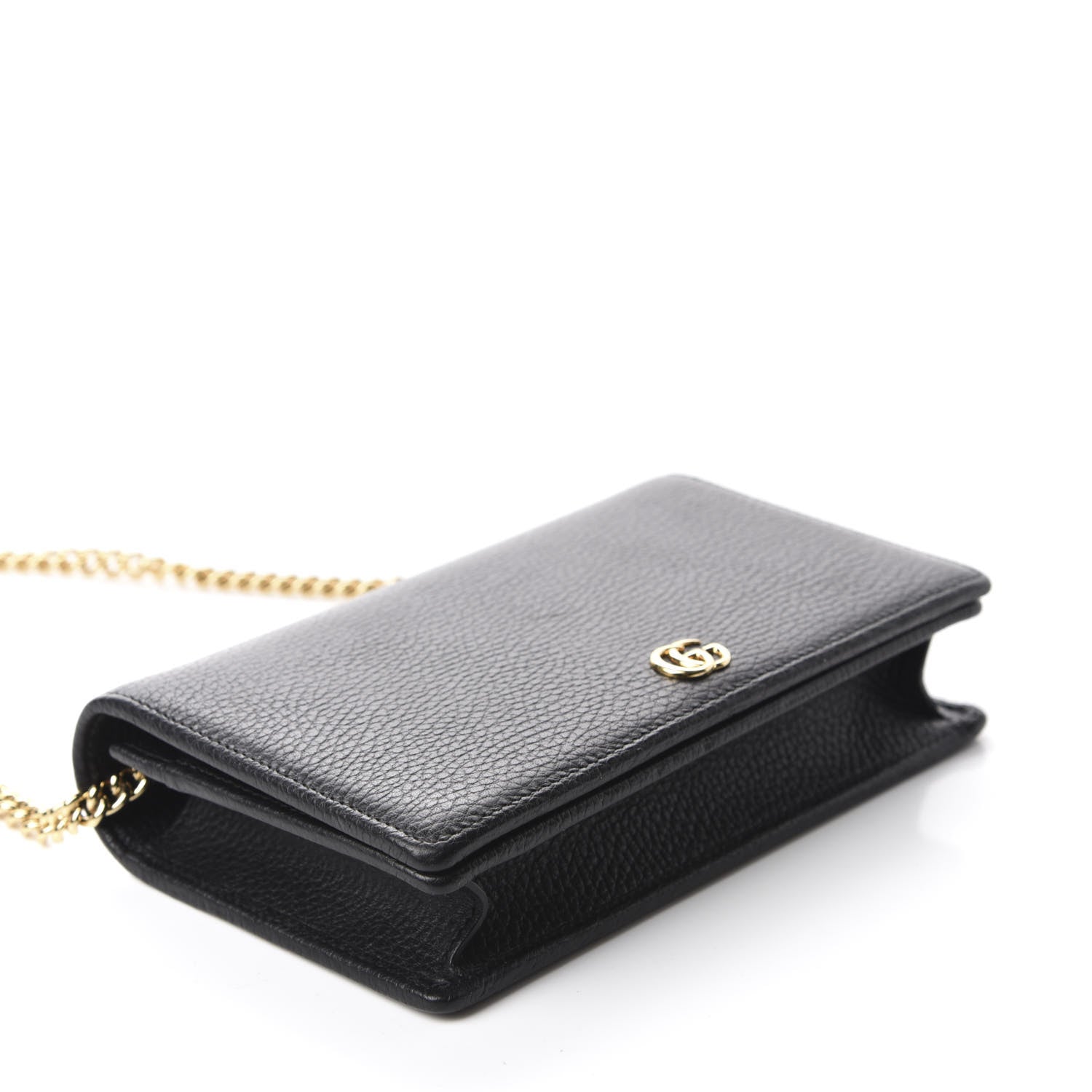 Gucci Calfskin Mini GG Marmont Chain Wallet Black 4 of 12