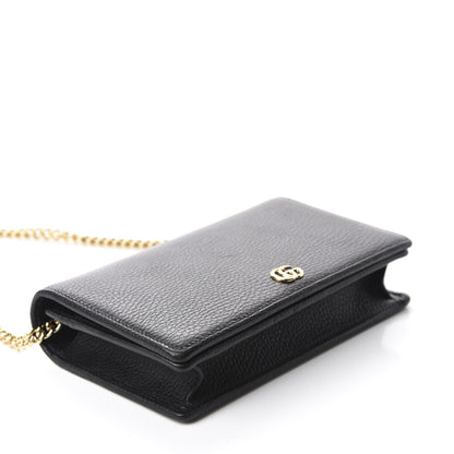 Gucci Calfskin Mini GG Marmont Chain Wallet Black 4 of 12