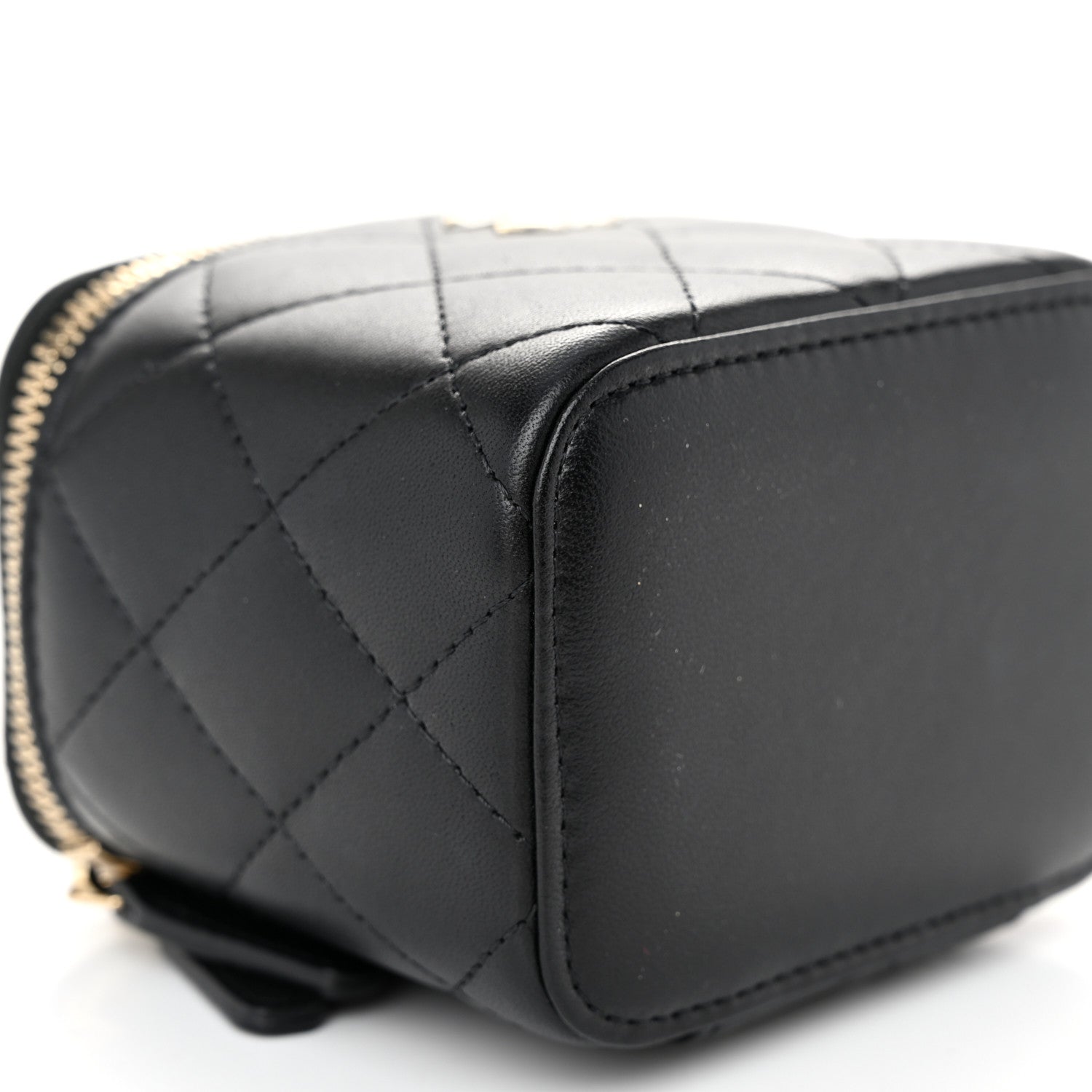 Chanel Lambskin Quilted Mini Vanity Case With Pearl Chain Black 9 of 11