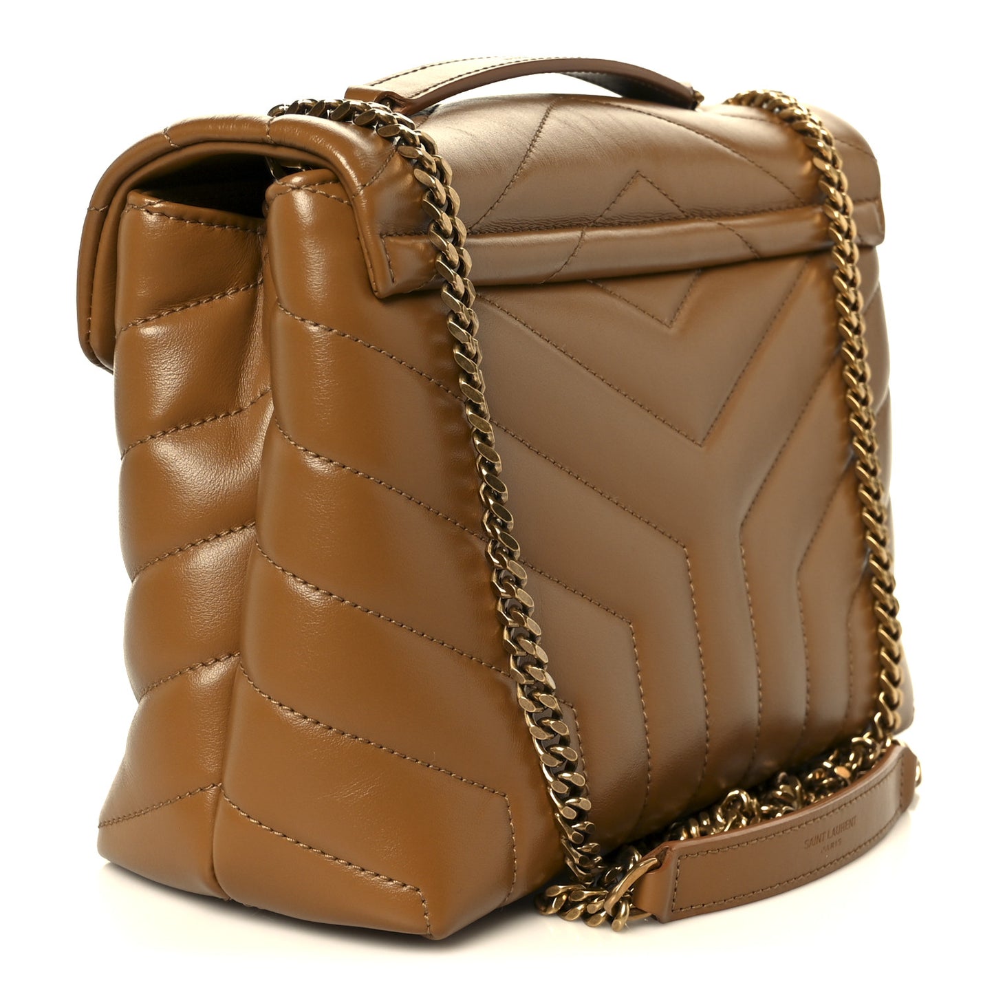 Calfskin Y Quilted Monogram Small Loulou Chain Satchel Dark Natural