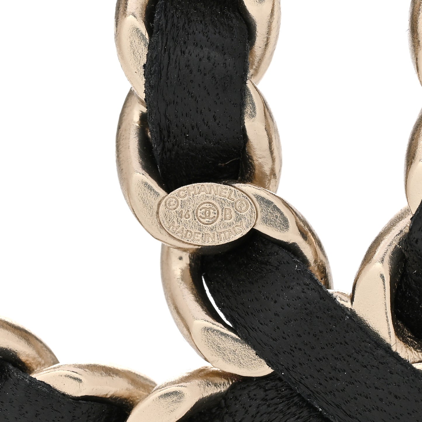 Lambskin Chain CC Brooch Black Gold