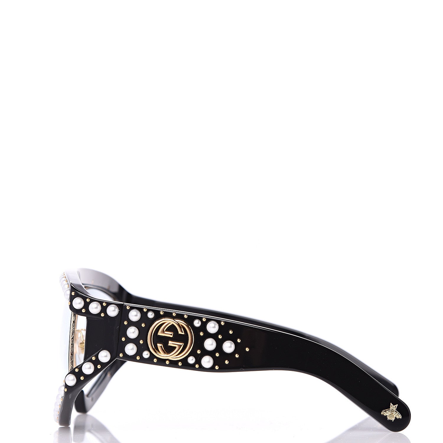 Gucci Acetate Pearl Rectangular Frame Sunglasses GG0234S Black 2 of 7