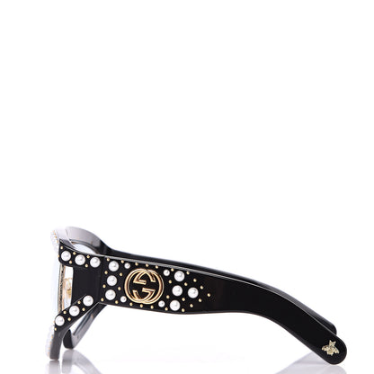 Gucci Acetate Pearl Rectangular Frame Sunglasses GG0234S Black 2 of 7