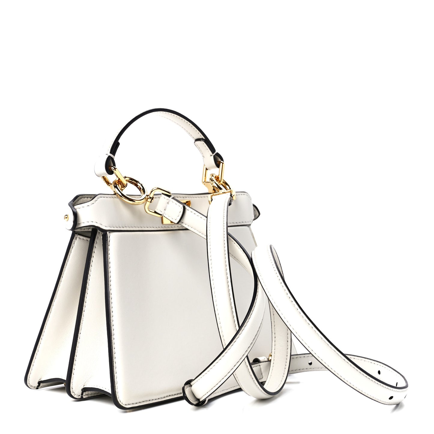 Shiny Nappa Petite Peekaboo I SEE U Satchel White