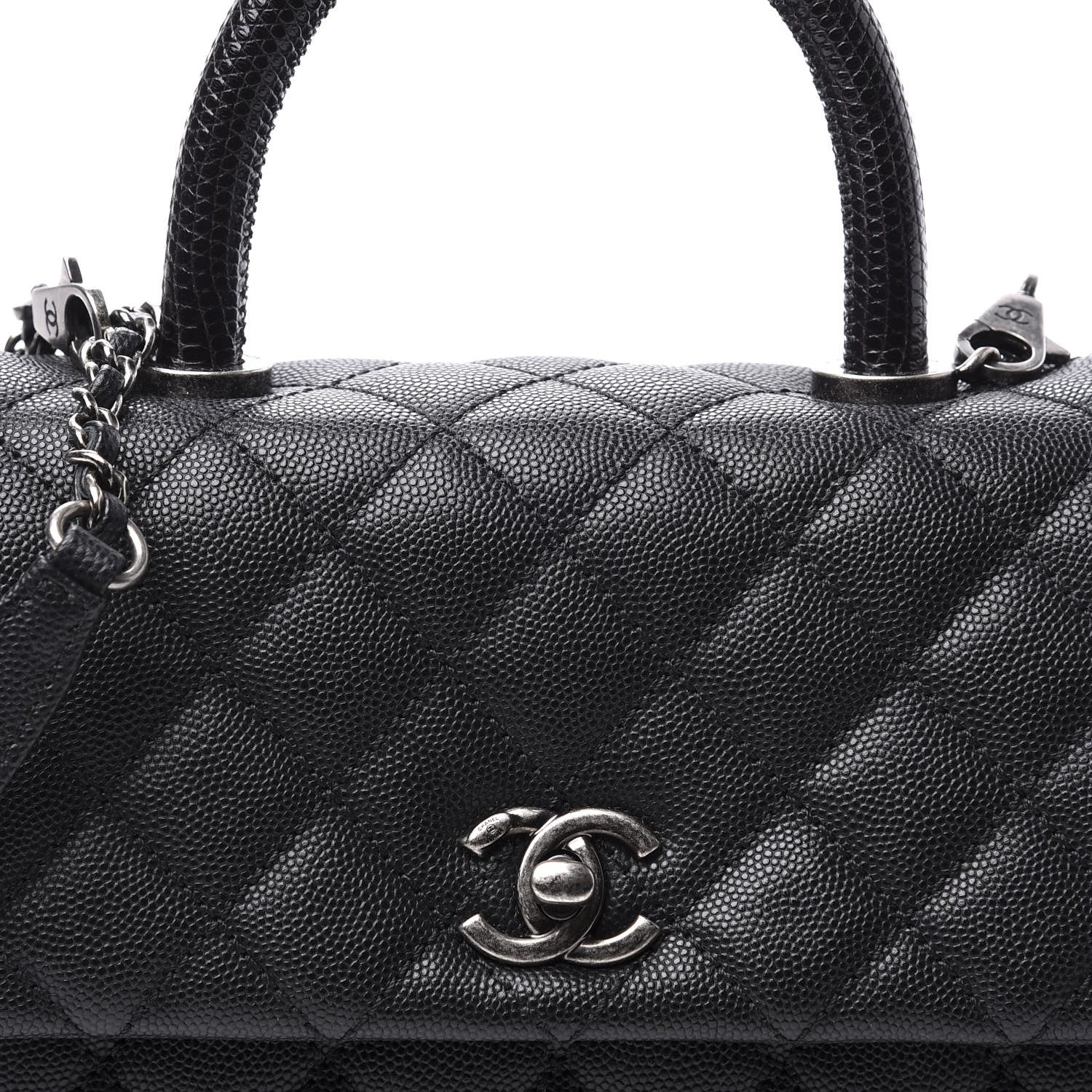 Chanel Caviar Lizard Quilted Mini Coco Handle Flap Black 9 of 9