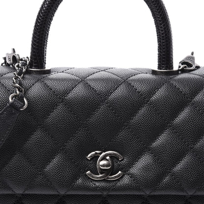 Chanel Caviar Lizard Quilted Mini Coco Handle Flap Black 9 of 9