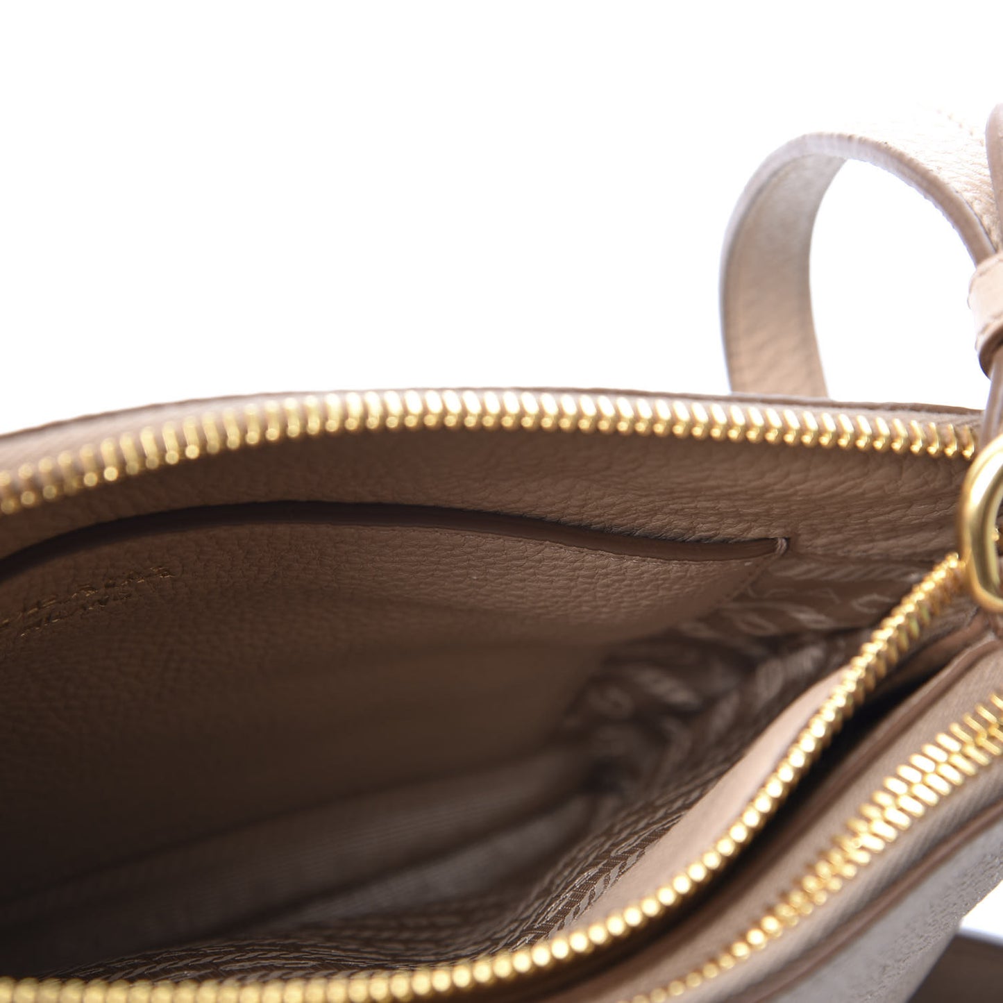 Vitello Daino Double Zip Crossbody Bag Cammeo
