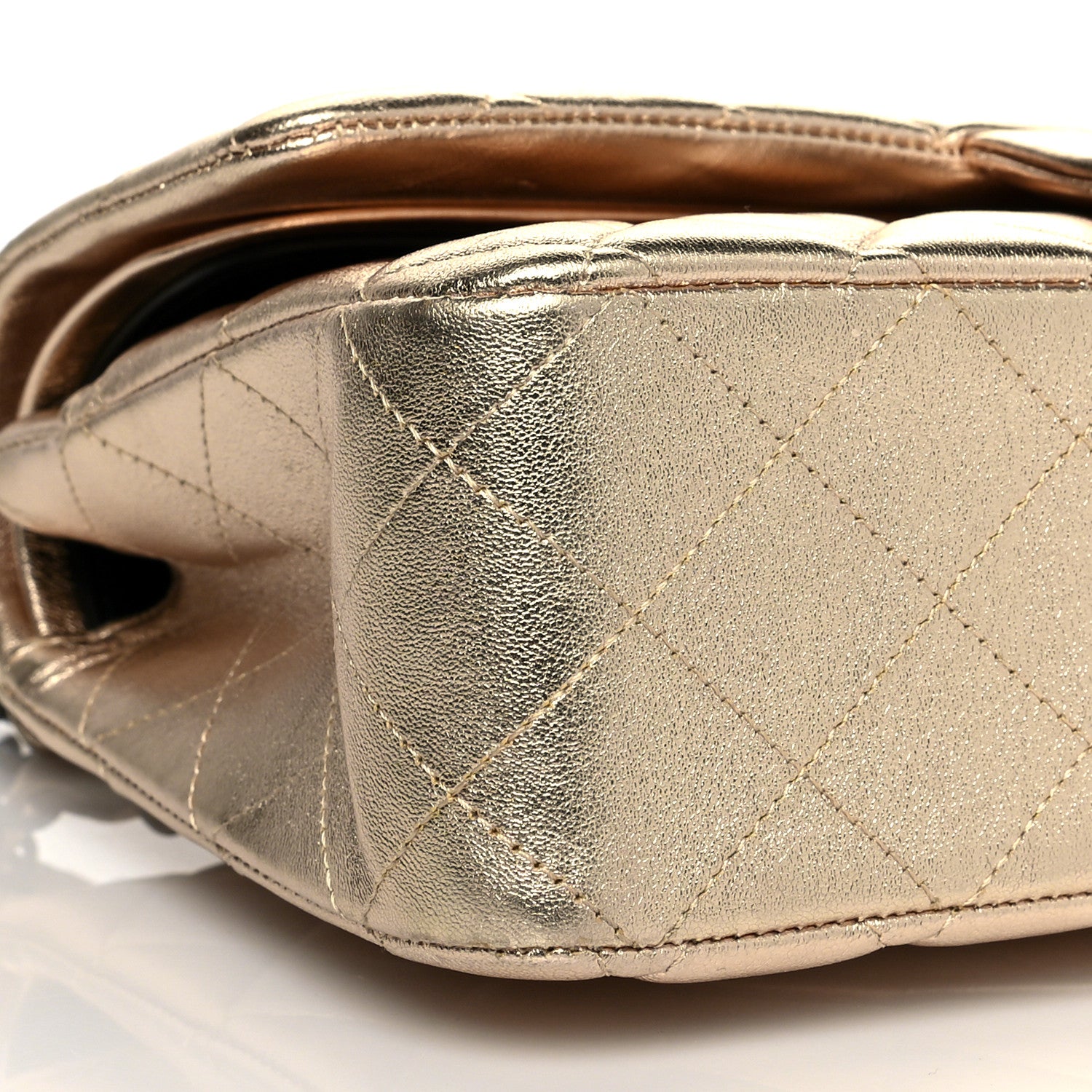 Chanel Metallic Lambskin Quilted Medium Double Flap Gold Black 8 of 9